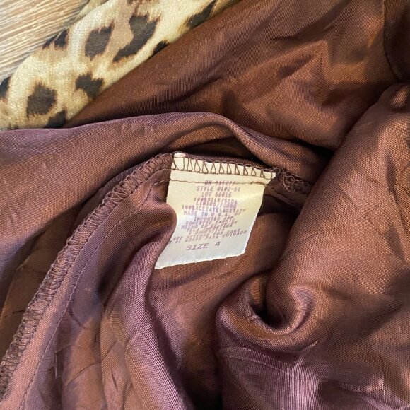 Ignite Evenings By Carol Lin Dress Babydoll Animal Print Silk Ruffles Sz 4 Y2K - Picture 4 of 16